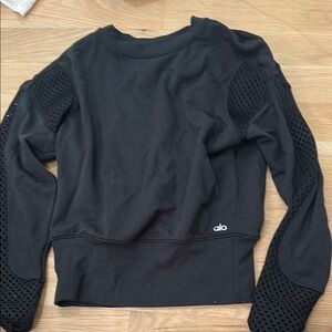 Alo Black Mesh Sleeve Sweatshirt